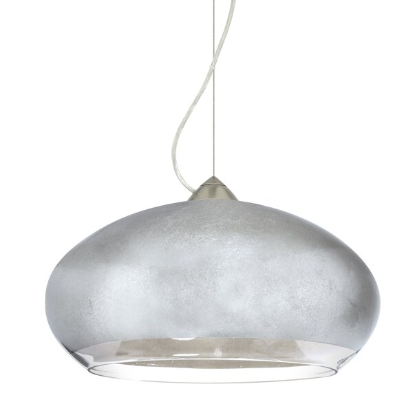 Besa Lighting Brio 14 Cord Pendant, Silver Foil, Satin Nickel Finish, 1x9W LED 1KX-4345SF-LED-SN - main